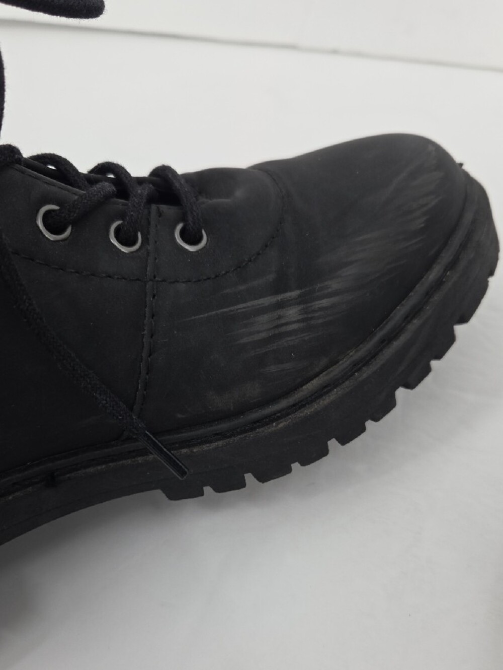 London Fog Matte Black Lace-Up Moto Combat Boots - Picture 5 of 7